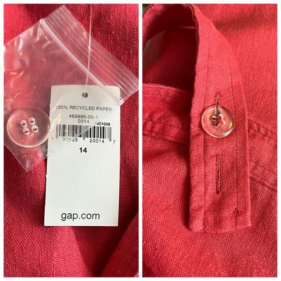 Gap Women's Romper Pink Adjustable Straps Linen Blend Salmon Pink New Size 14 - Picture 11 of 13